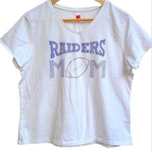 Raiders Mom Bejeweled Football Shirt, Size XL, Short Length, Short Sleeves